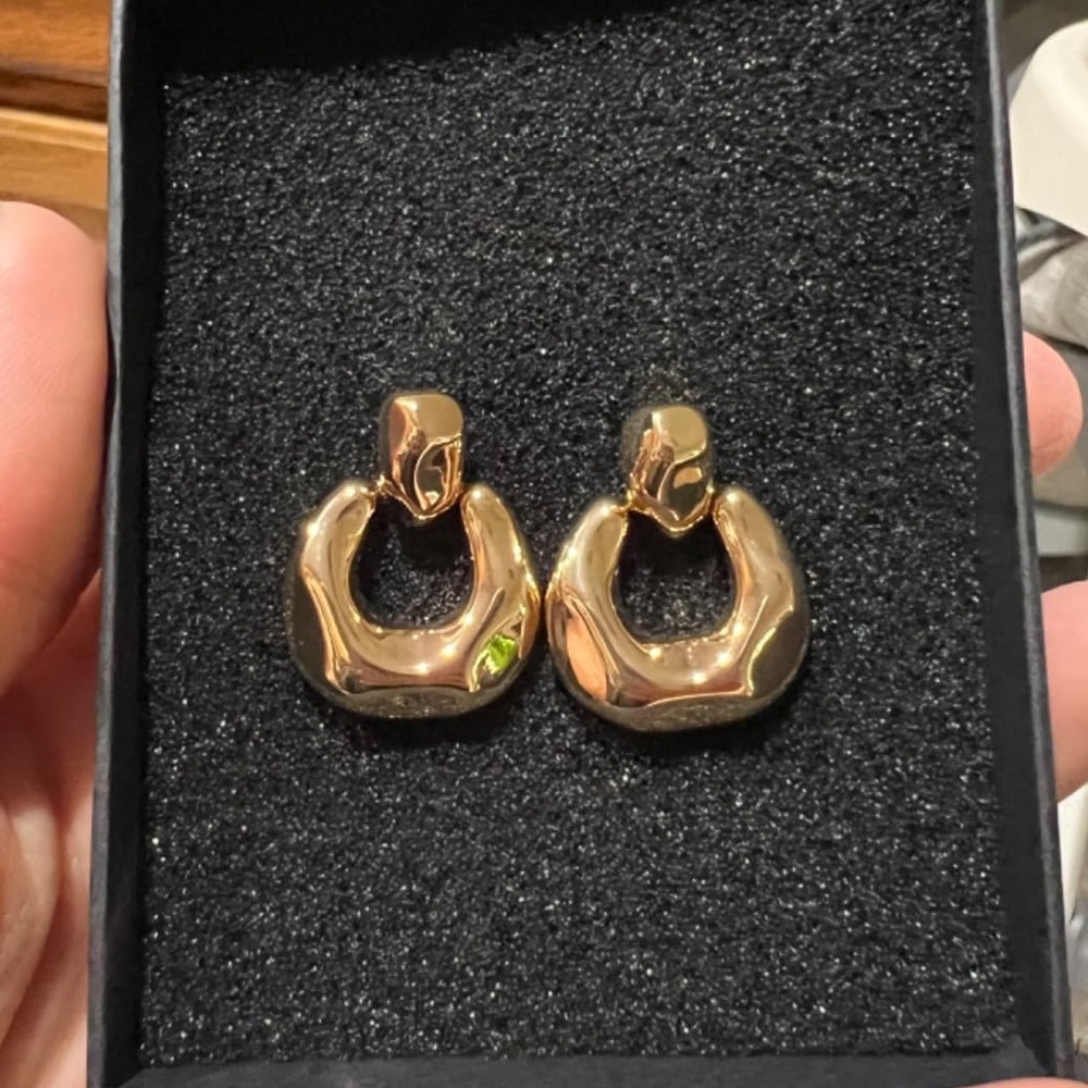 NIB Gold-Tone Hoop Dangle Earrings - Picture 4 of 6